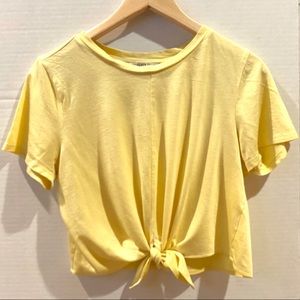 Yellow Top with Waiste Tie, slightly Cropped